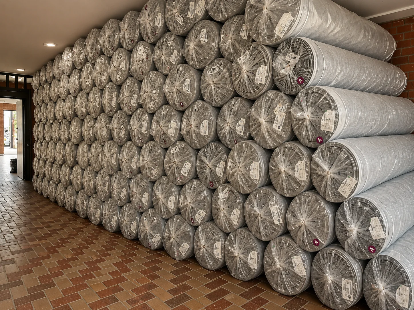 Bodega con estanterias de rollos
