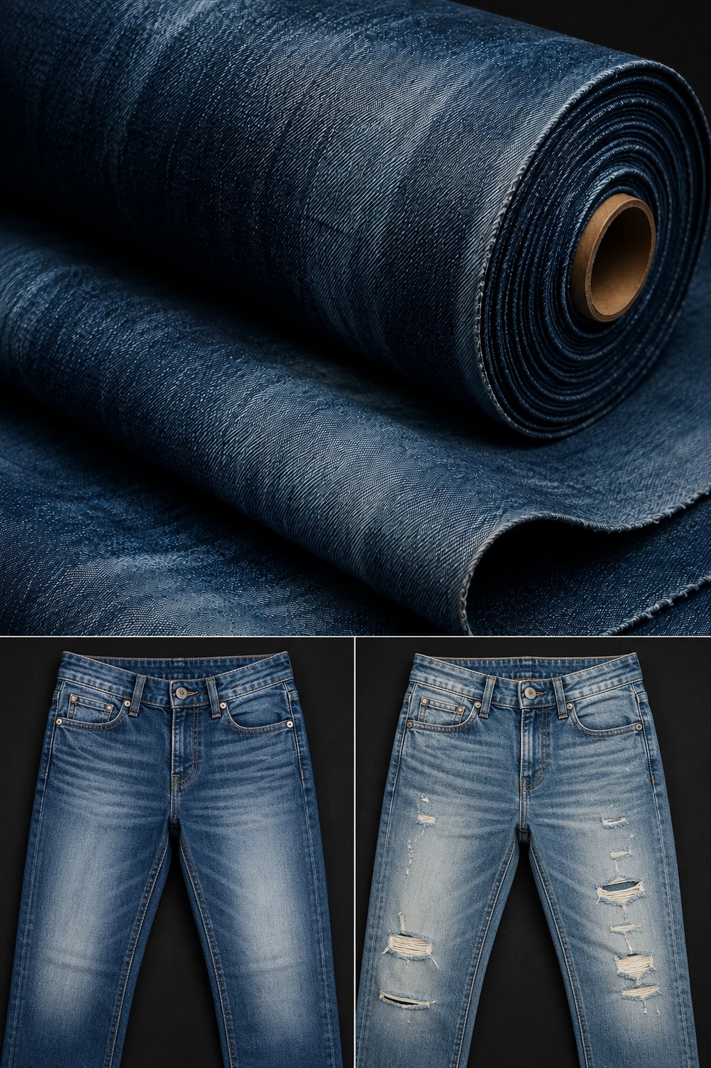 Denim bordado floral